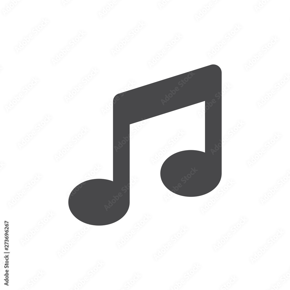 Music icon vector grey. Melody, song, note, sound, audio sign Isolated on white background. Music icon vector grey. Melody, song, note, sound, audio sign Isolated on white background.