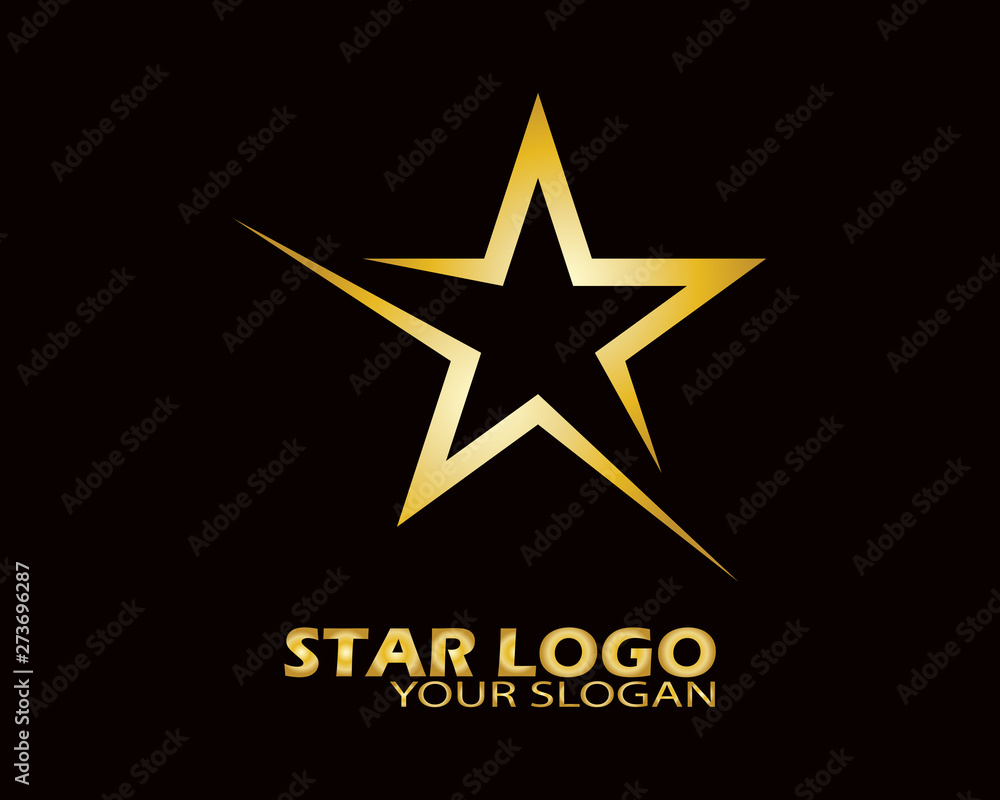 Gold Star Logo Vector in Elegant Style with Black Background - Vector Gold Star Logo Vector in Elegant Style with Black Background - Vector
