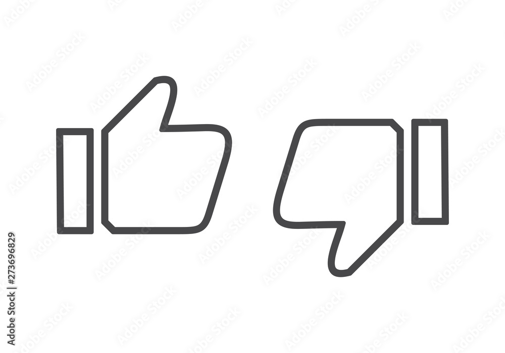 like icon. Thumbs up icon grey. social media icon