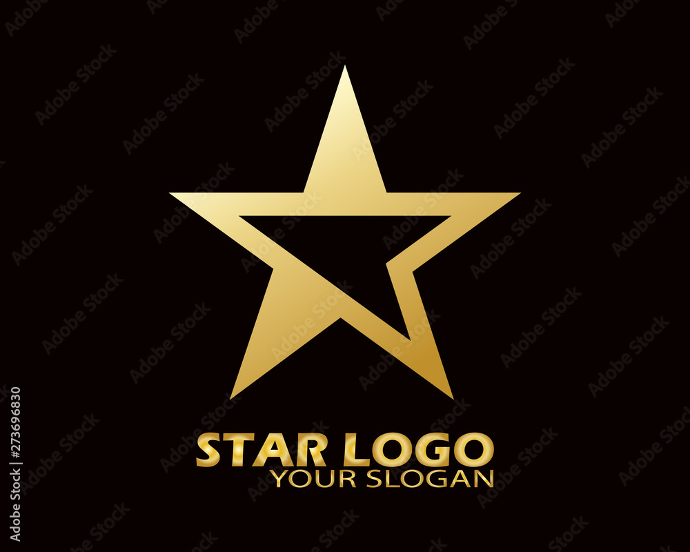 Gold Star Logo Vector in Elegant Style with Black Background - Vector Gold Star Logo Vector in Elegant Style with Black Background - Vector