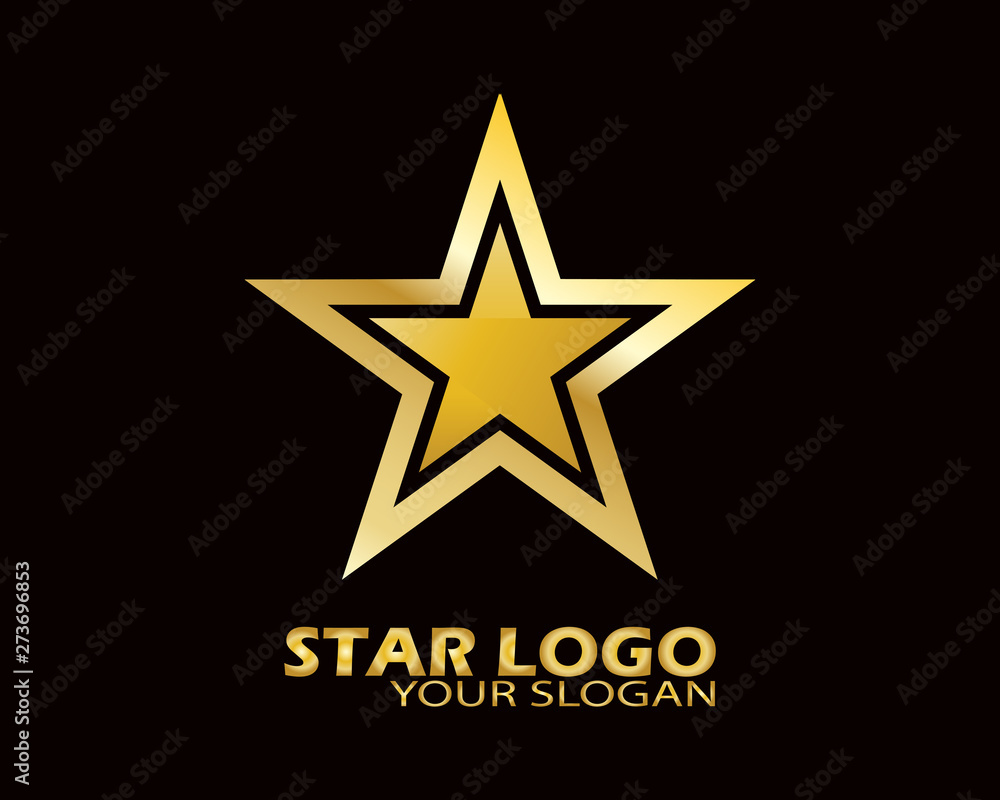 Gold Star Logo Vector in Elegant Style with Black Background - Vector Gold Star Logo Vector in Elegant Style with Black Background - Vector