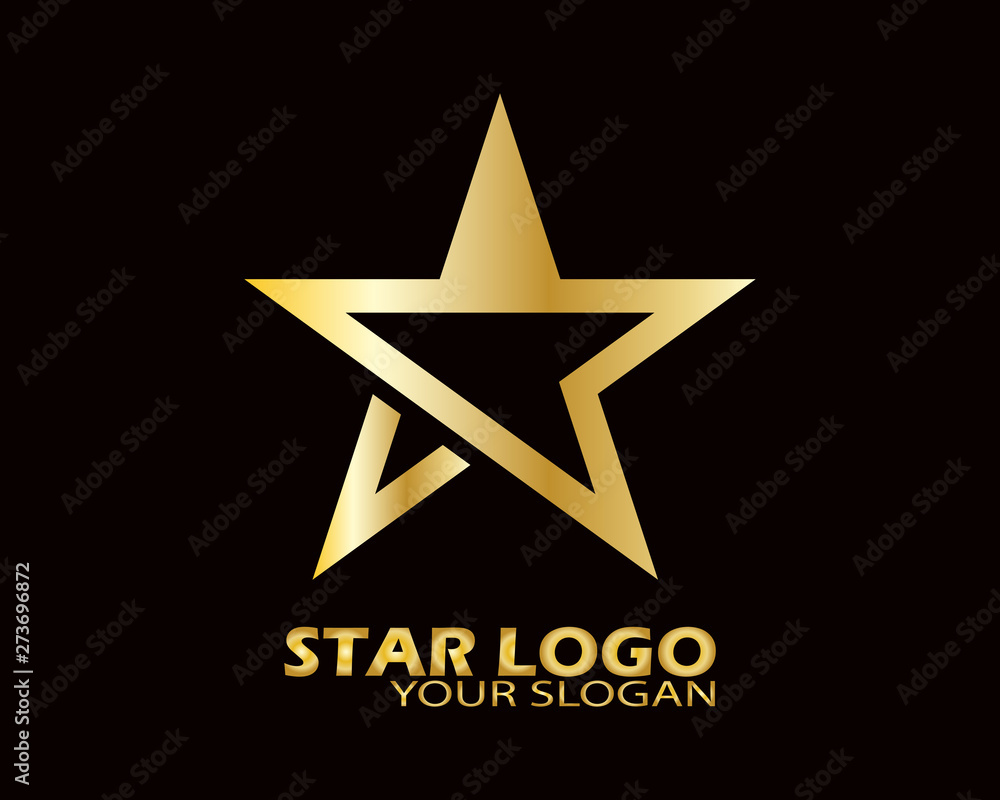 Gold Star Logo Vector in Elegant Style with Black Background - Vector Gold Star Logo Vector in Elegant Style with Black Background - Vector