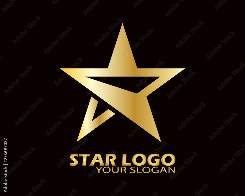 Gold Star Logo Vector in Elegant Style with Black Background - Vector Gold Star Logo Vector in Elegant Style with Black Background - Vector