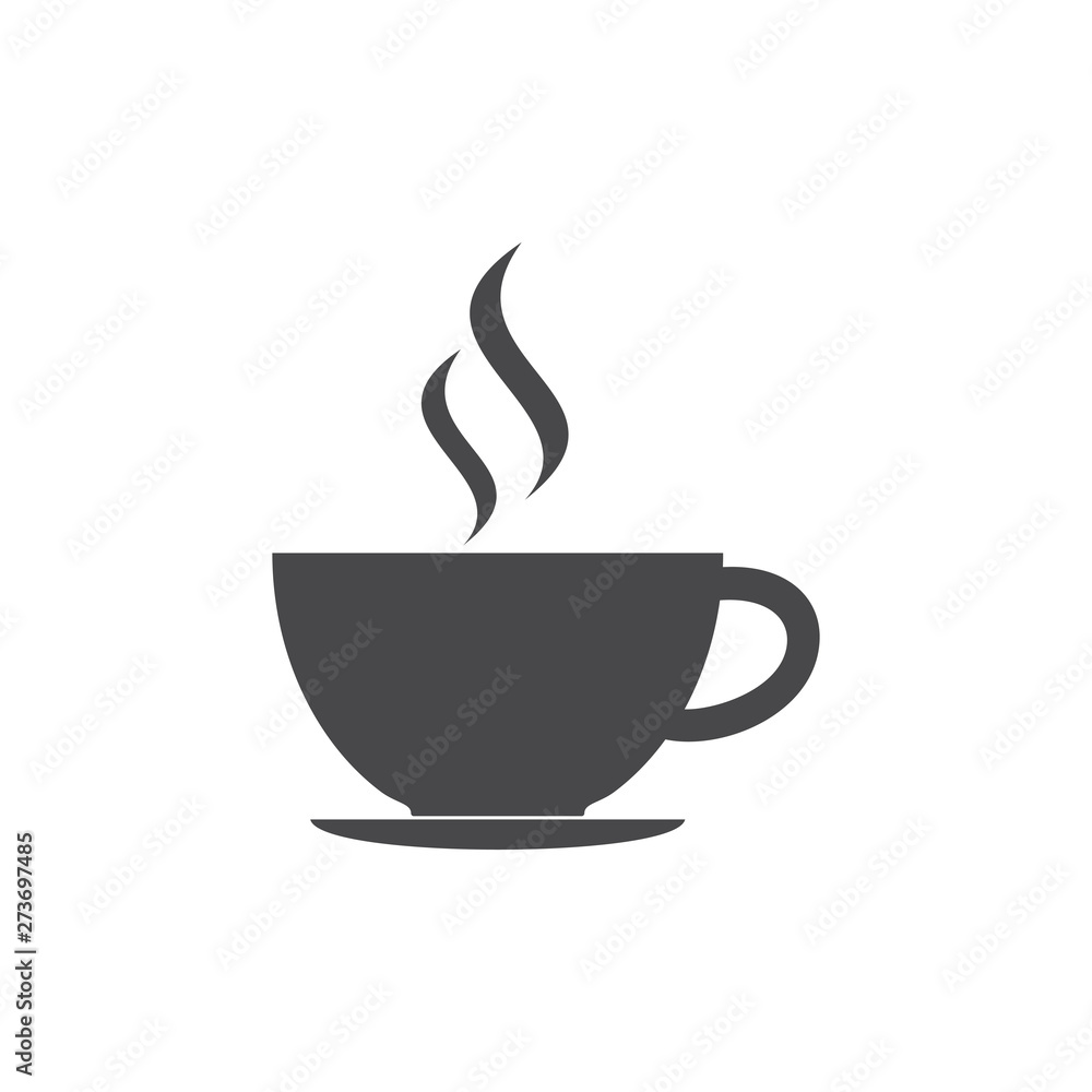 Obraz premium Cup of coffee icon grey. Coffee cup icon. Coffee icon isolated on white background