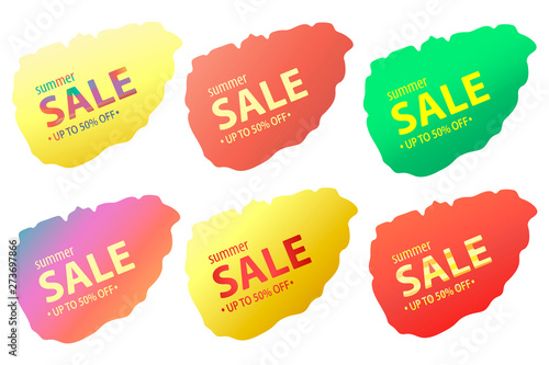 Set of banners for summer sales . Vector illustration isolated on a white background.