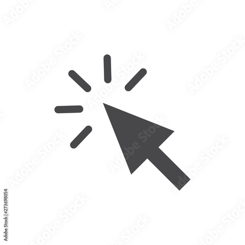 Click icon vector grey. Cursor icon. Computer mouse click cursor black arrow icons.