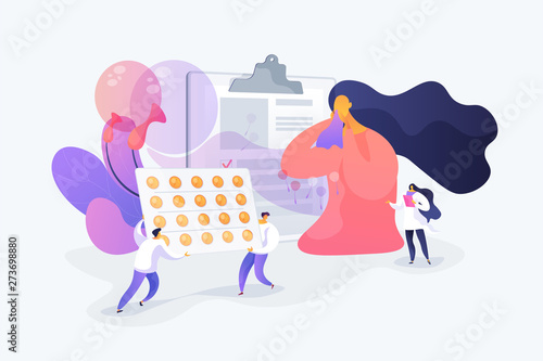 Allergic symptoms and reactions treatment. Pharmaceutical industry. Seasonal allergy, seasonal allergy diagnosis, pollen allergy immunotherapy concept. Vector isolated concept creative illustration