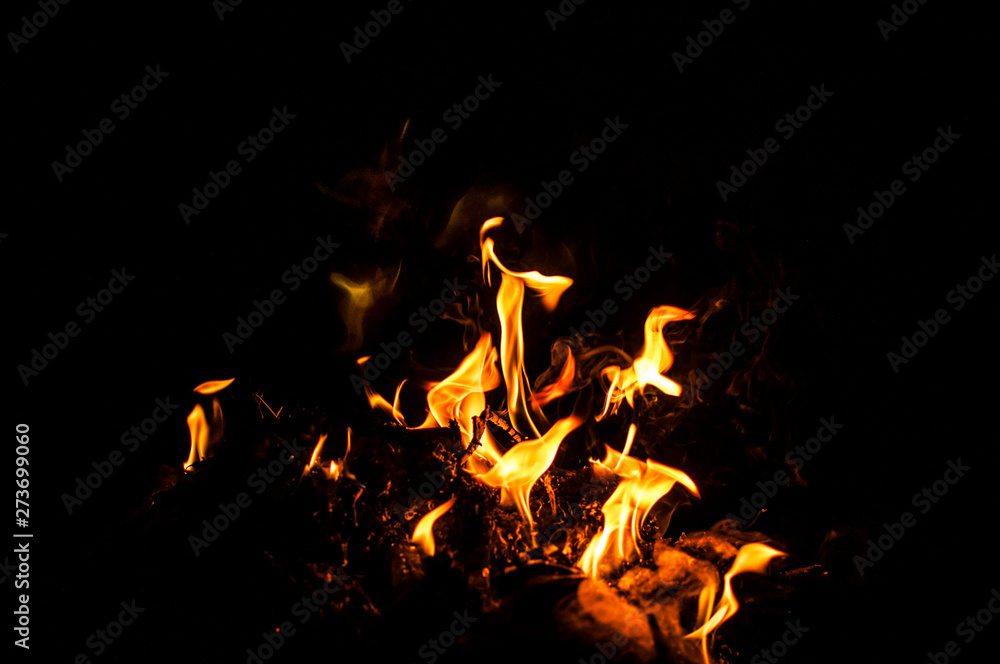 Fire flames on a black background Fire flames on a black background