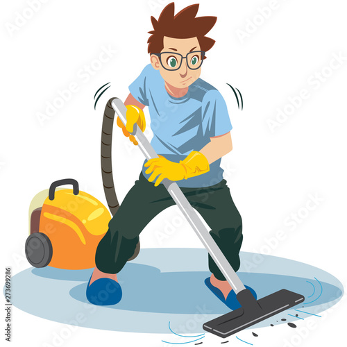 Man using Vacuum cleaner
