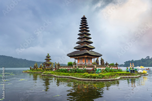 Pura Ulun Danu Bratan temple in Bratan lake  is famous tourist attraction destination in Bali island  Indonesia