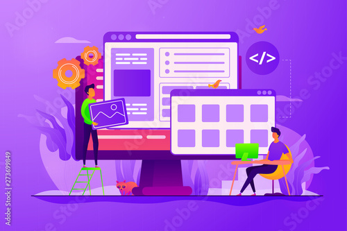 Developers create internet app. Software engineering, computer technology. Website development, web application coding, design for web browsers concept. Vector isolated concept creative illustration