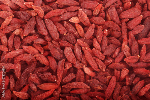 dried red goji berries background. top view