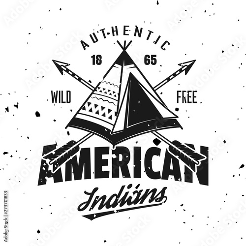 American indian wigwam vector vintage emblem