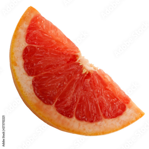 slice of red grapefruit isolated on white background