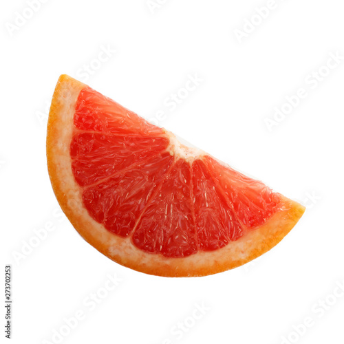 slice of red grapefruit isolated on white background