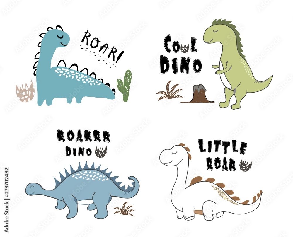 Plakat cute dinosaur print . childish vector illustration for kids t shirt, clothes