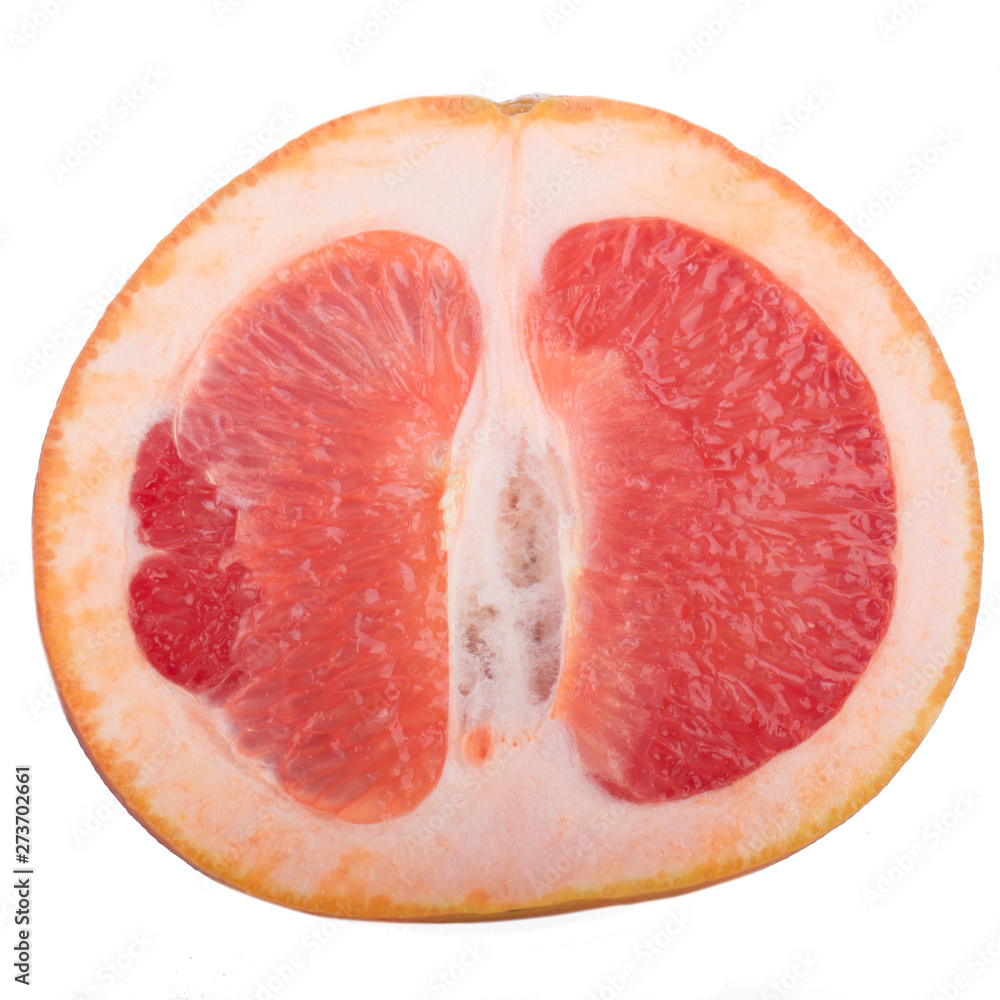 half of grapefruit isolated on white background. top view half of grapefruit isolated on white background. top view