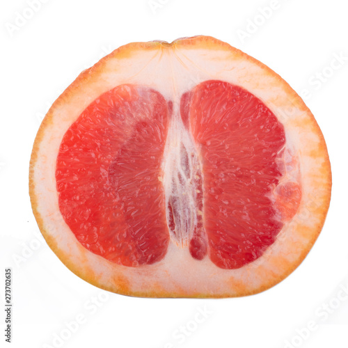 half of grapefruit isolated on white background. top view