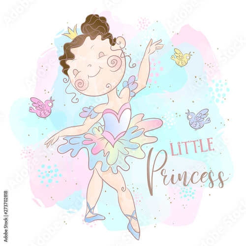 Dekoracja na wymiar  little-princess-ballerina-dancing-sweet-girl-vector