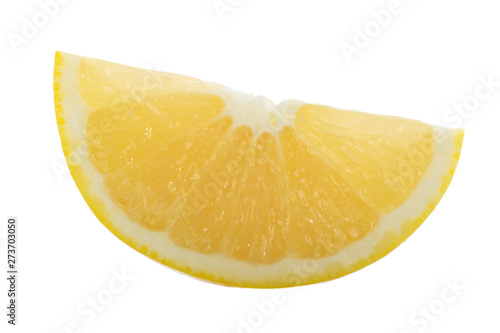 slice of yellow (white) grapefruit isolated on white background