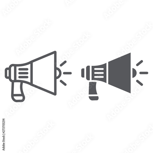 Megaphone line and glyph icon  announcement and speaker  loudspeaker sign  vector graphics  a linear pattern on a white background.