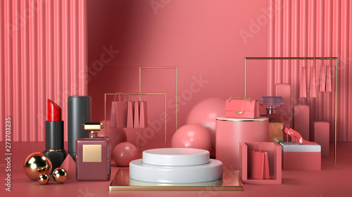 3d render image of 3d geometric boject decorate on luxury background