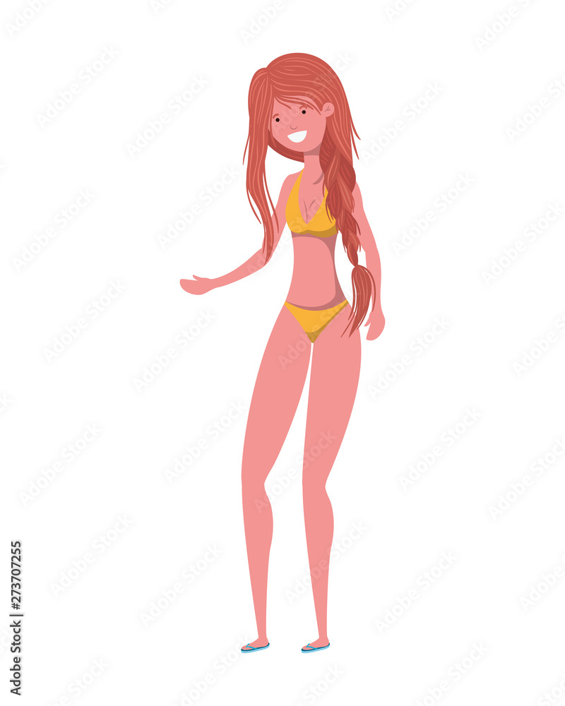 young woman with swimsuit on white background young woman with swimsuit on white background