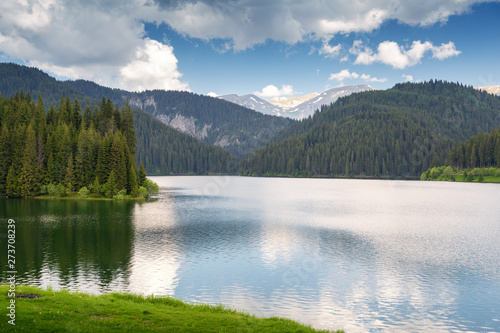 View of Lake Bolboci in Bucegi Mountains, Romania