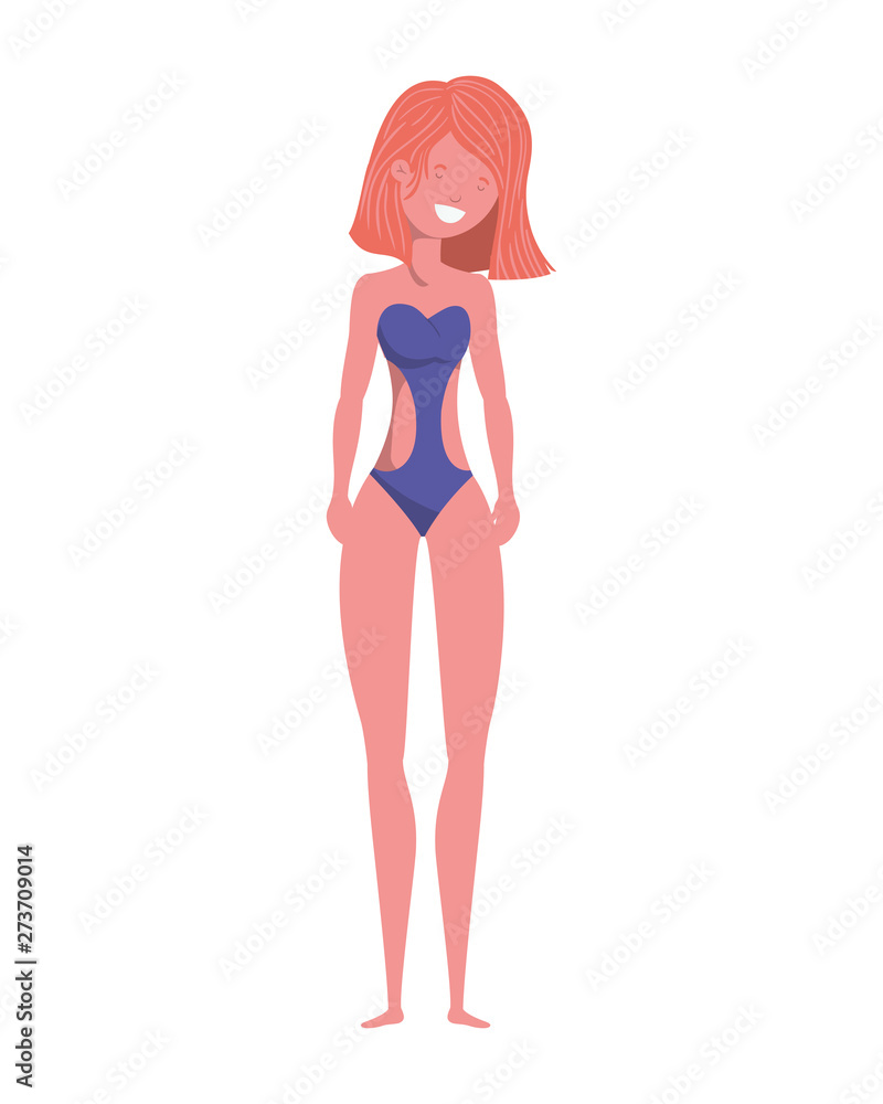 young woman with swimsuit on white background young woman with swimsuit on white background