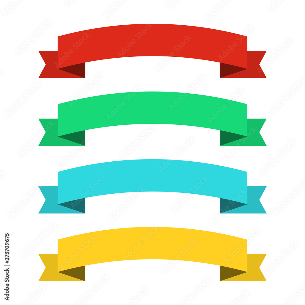 Flat ribbons banners. Ribbons in flat design. Vector set of colorful ribbons