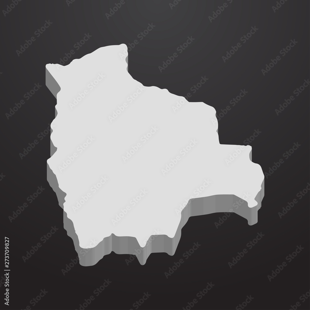 Bolivia map in gray on a black background 3d