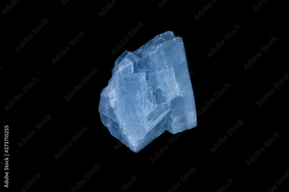 Blue Calcite Mineral on Black