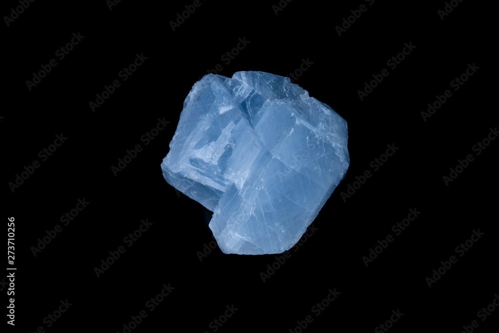 Blue Calcite Mineral on Black