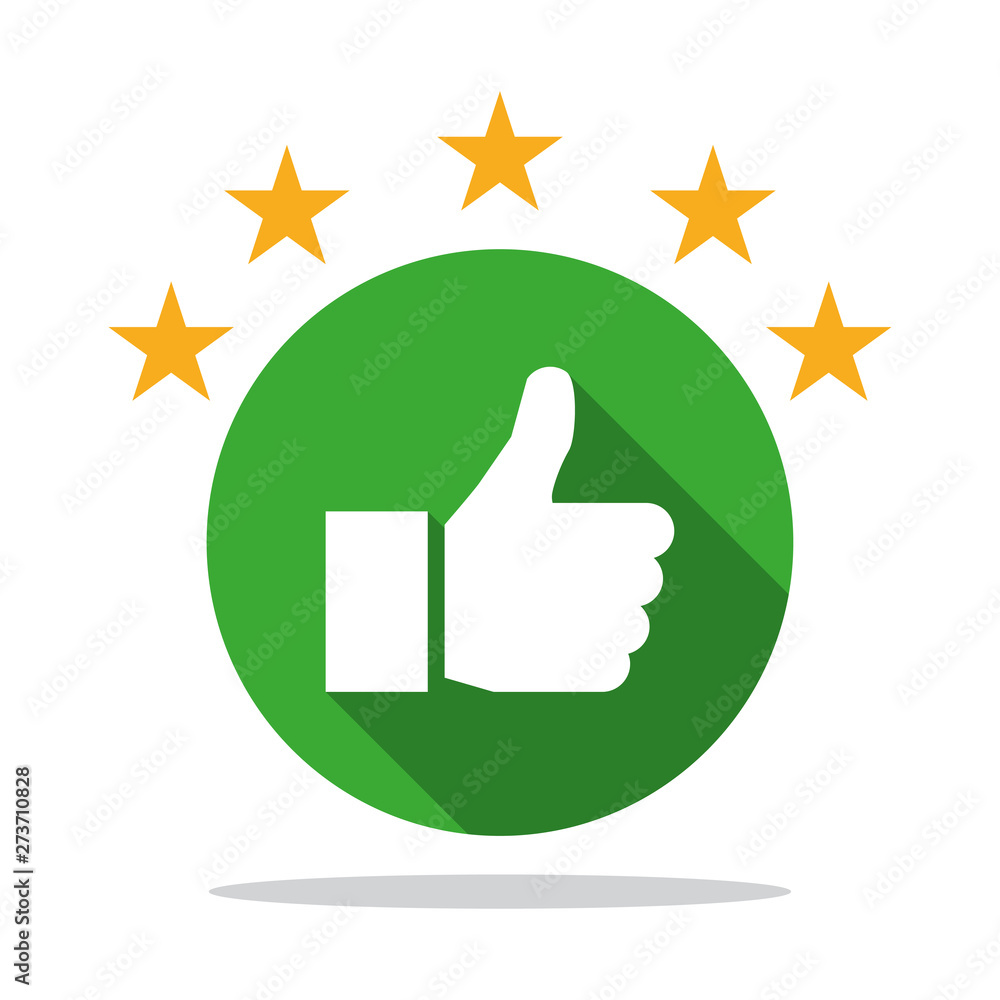 Thumb up icon with shadow with star rating