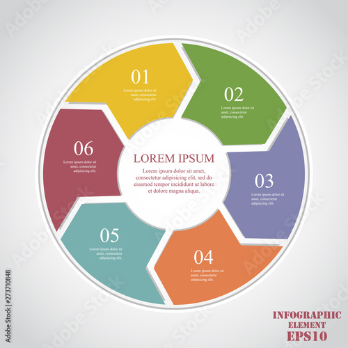 Circle elements for infographic. Business concept with 6 options, parts, steps or processes
