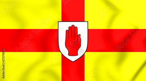 3D Flag of Ulster, Ireland. photo