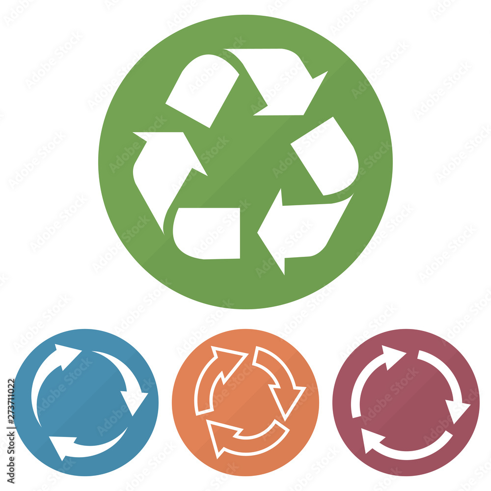 Set of different recycle icon on a circles. Vector illustration Set of different recycle icon on a circles. Vector illustration