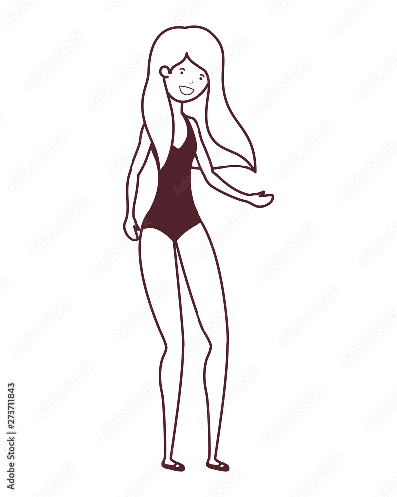 silhouette of woman with swimsuit on white background