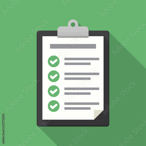 Clipboard with checklist icon. Flat illustration of clipboard with checklist icon for web