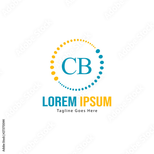 Initial CB logo template with modern frame. Minimalist CB letter logo vector illustration