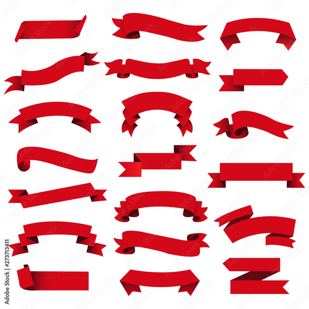 Retro Red Web Ribbon Set Isolated Background Retro Red Web Ribbon Set Isolated Background