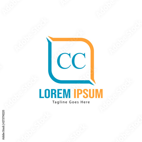 Initial CC logo template with modern frame. Minimalist CC letter logo vector illustration