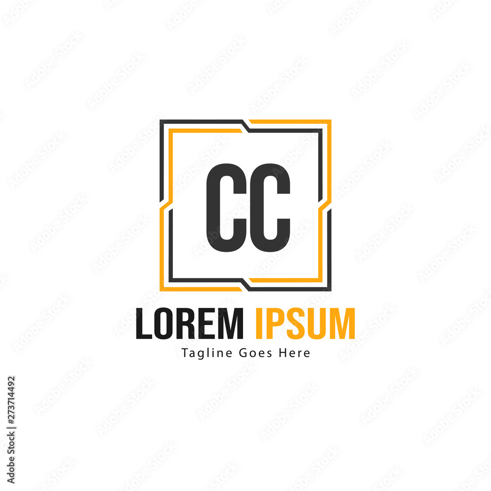 Initial CC logo template with modern frame. Minimalist CC letter logo vector illustration