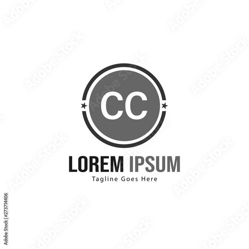 Initial CC logo template with modern frame. Minimalist CC letter logo vector illustration