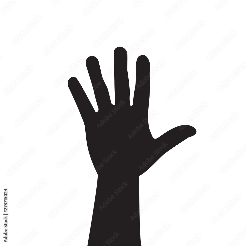 Silhouette model hand people. Drawn in black, isolated on white background.