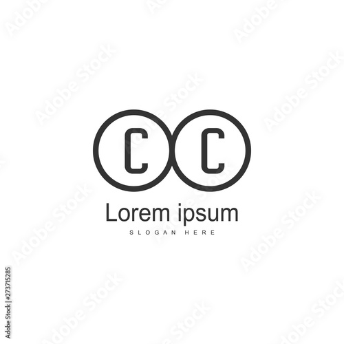 Initial CC logo template with modern frame. Minimalist CC letter logo vector illustration