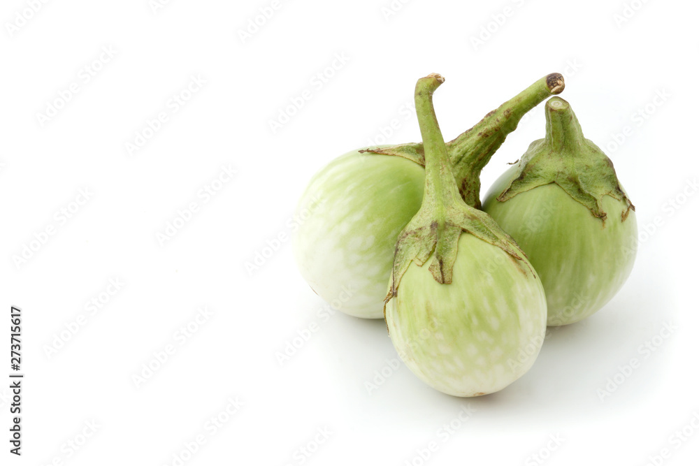 Green eggplant vegetable for cooking Thai food isolated on white background Green eggplant vegetable for cooking Thai food isolated on white background