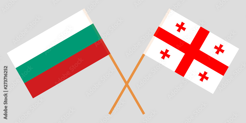 Georgia and Bulgaria. Crossed Georgian and Bulgarian flags.