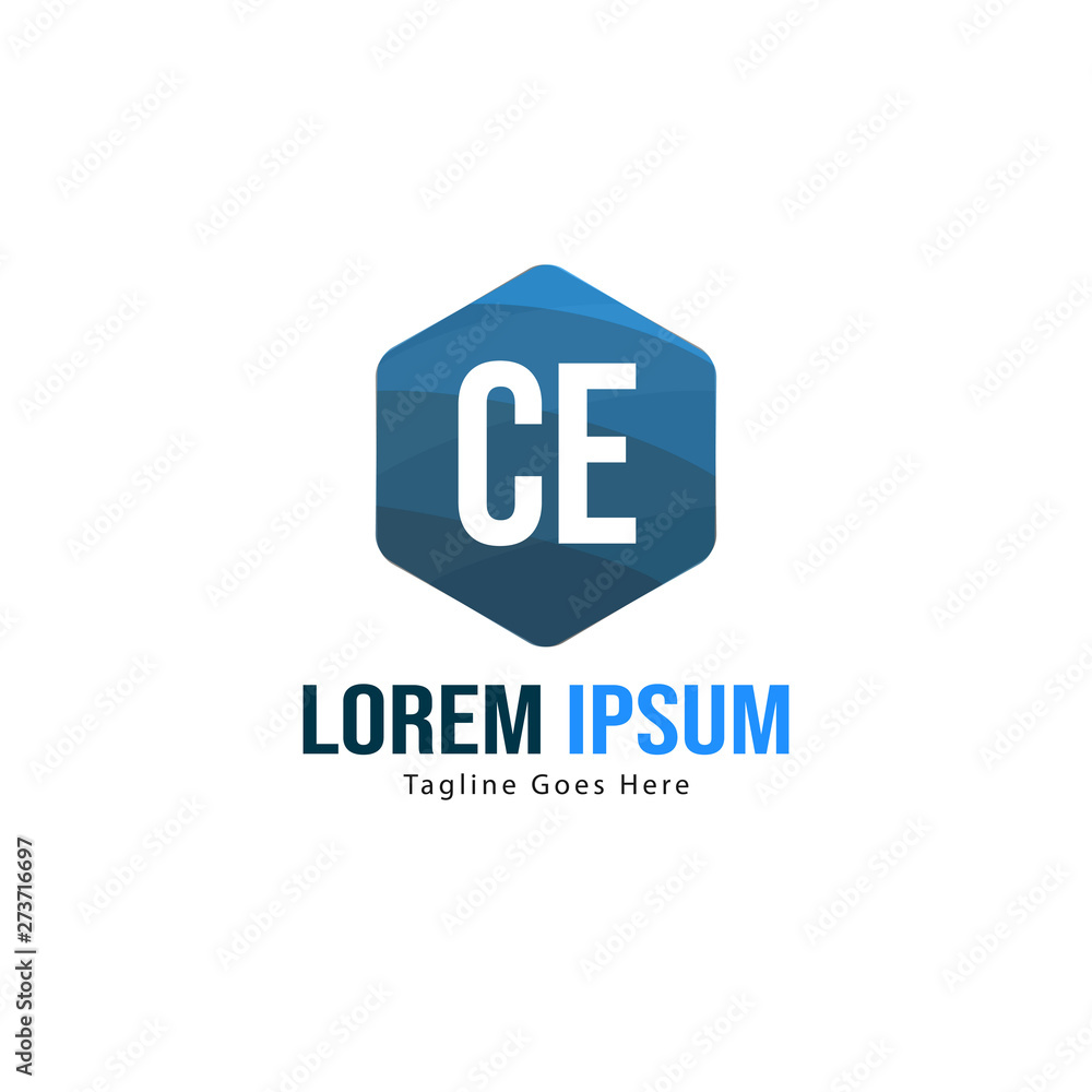 Fototapeta premium Initial CE logo template with modern frame. Minimalist CE letter logo vector illustration