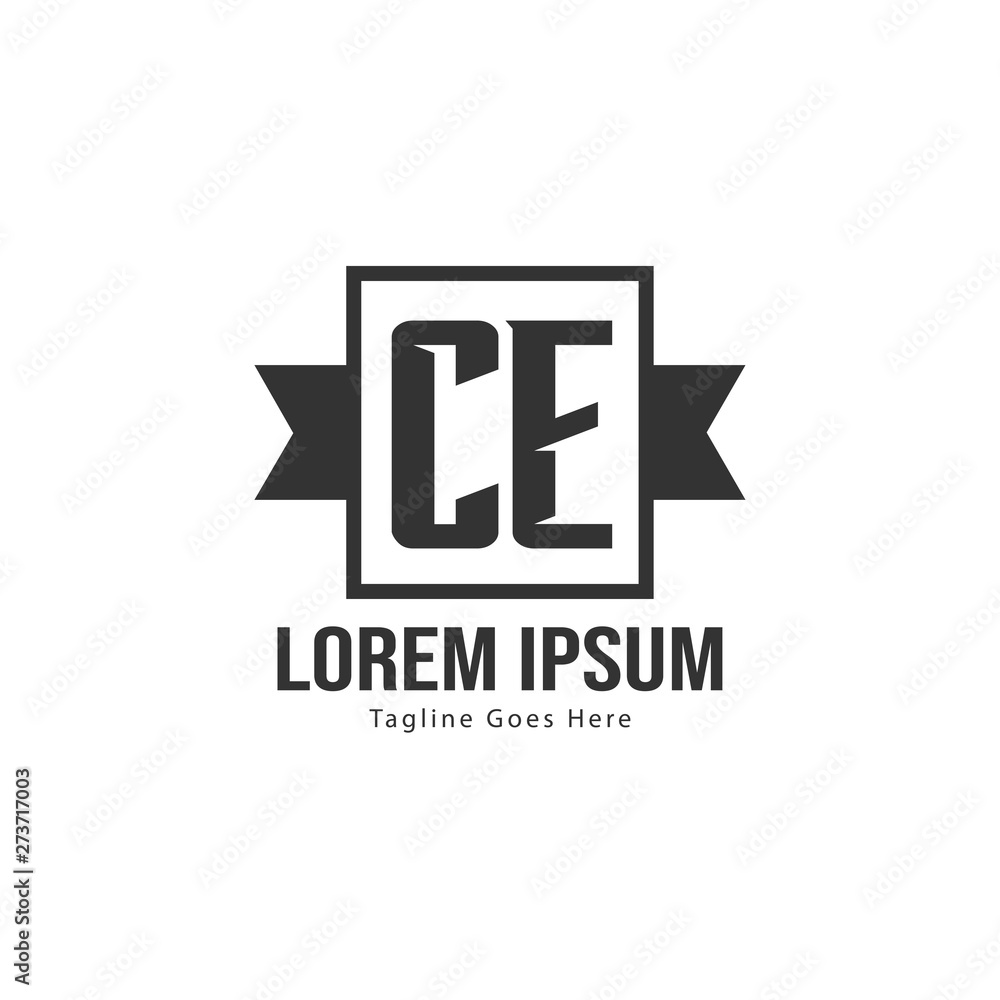 Obraz premium Initial CE logo template with modern frame. Minimalist CE letter logo vector illustration